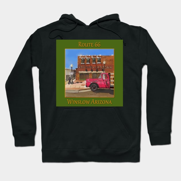 Corner in Winslow Arizona, Route 66, Eagles song Take it Easy Hoodie by WelshDesigns